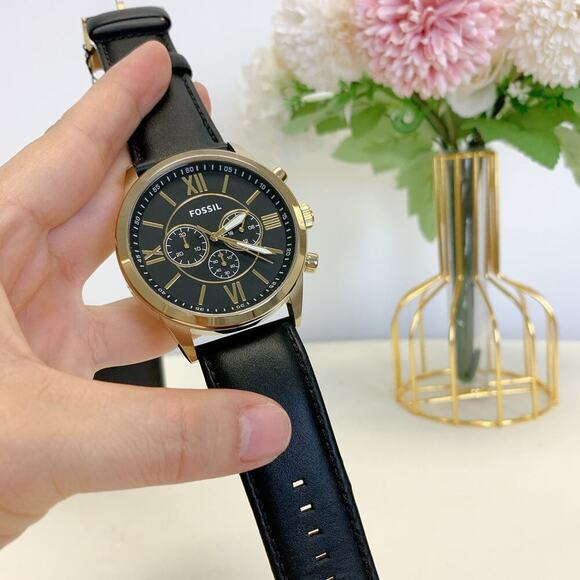 Fossil BQ2823 Flynn Chronograph Black Leather Watch - Picture 5 of 8